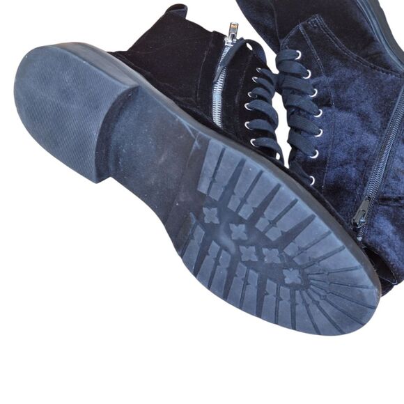 Black Velvet Booties American Eagle Zip + Lace Up Ankle Boots Women's size 10 - Picture 13 of 16